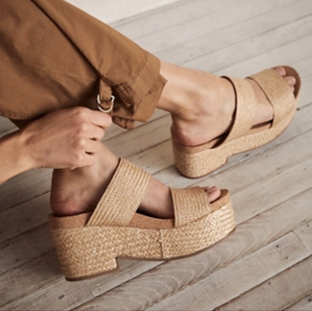🆕 Kelsi Dagger Brooklyn Raffia Kicker platforms 6.5